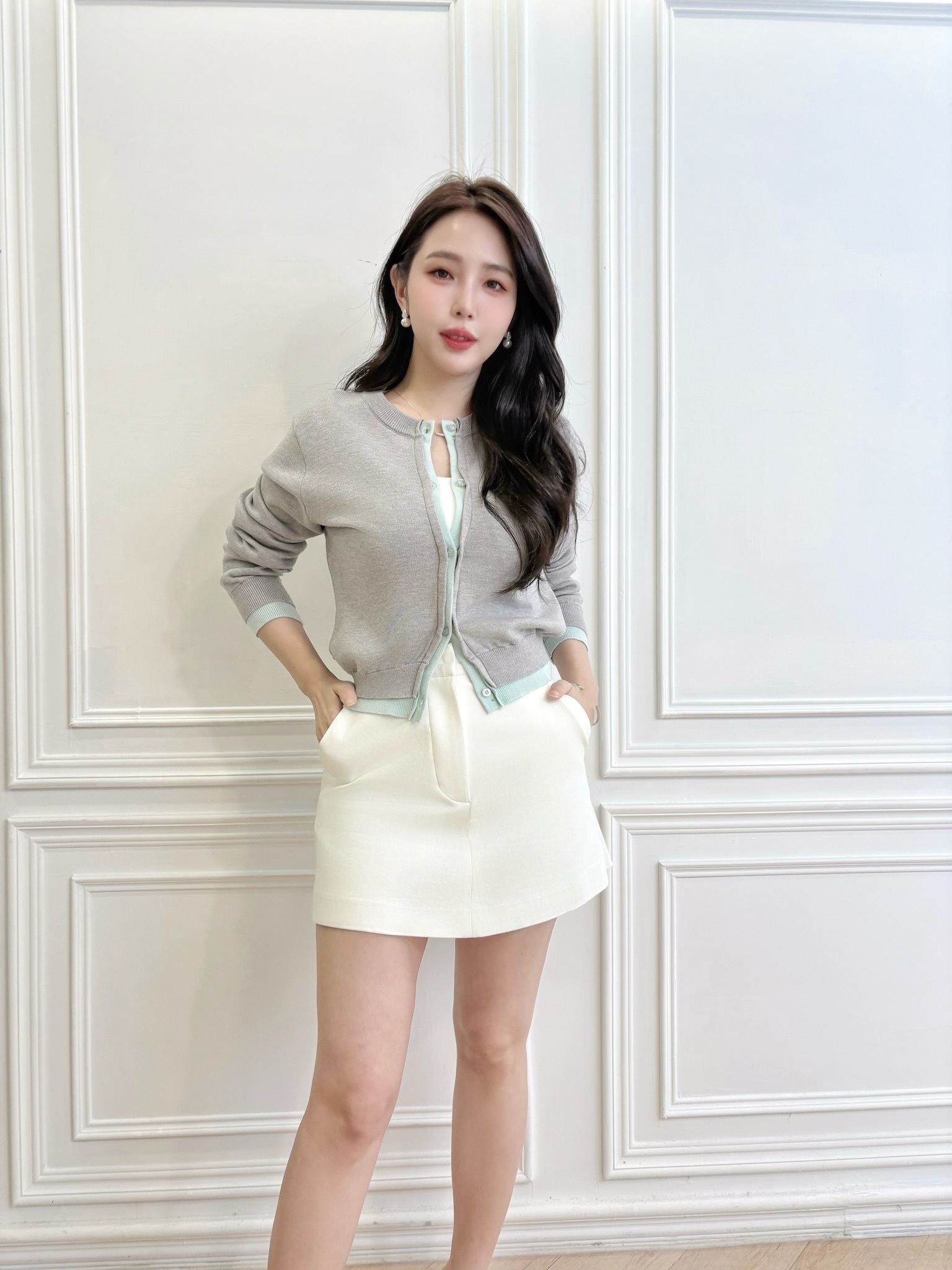 拼接雙色針織上衣