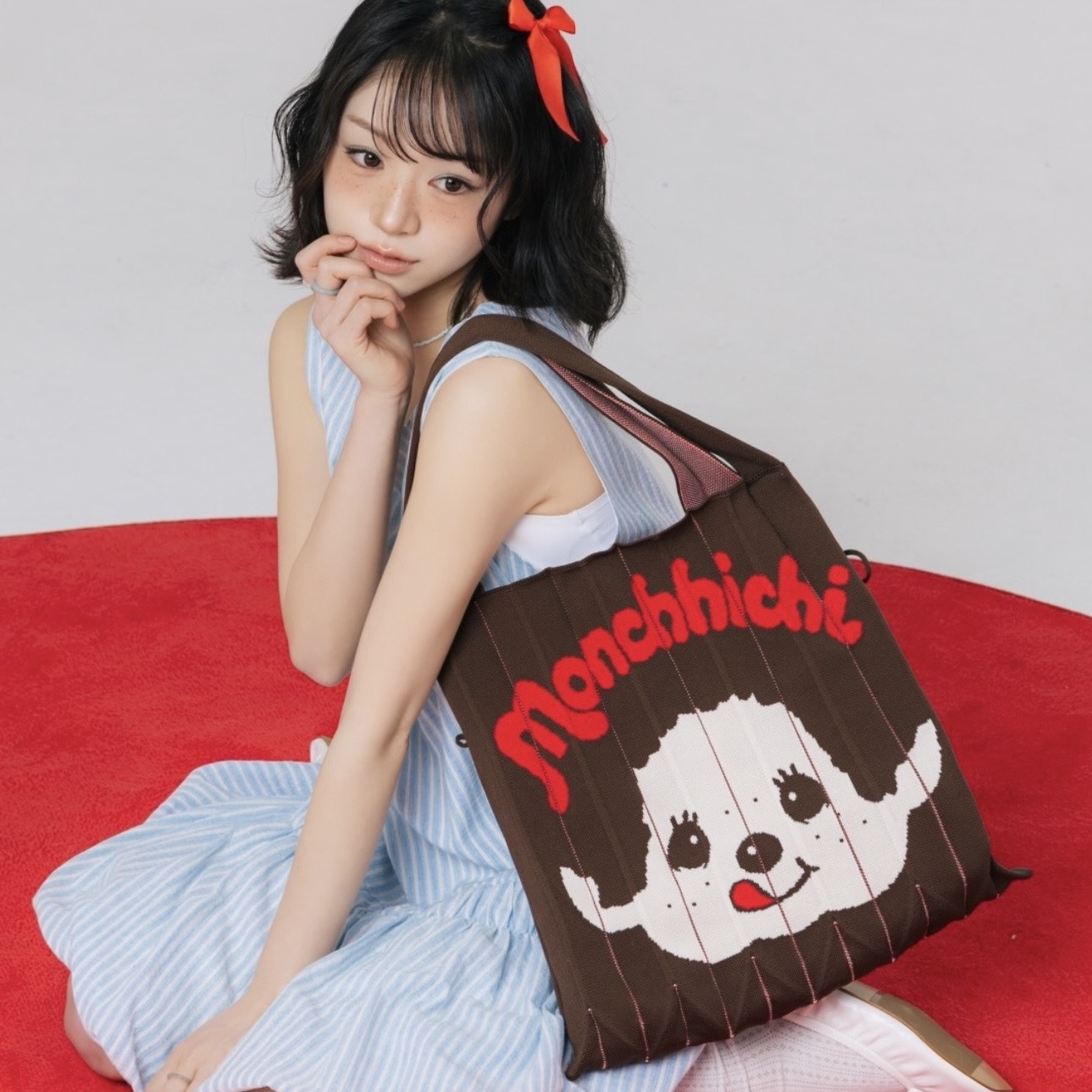 JOSEPH AND STACEY x MONCHHICHI 手提袋 針織 大號 蒙奇奇 筆電包