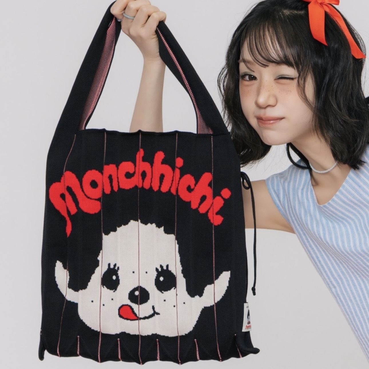 JOSEPH AND STACEY x MONCHHICHI 手提袋 針織 大號 蒙奇奇 筆電包