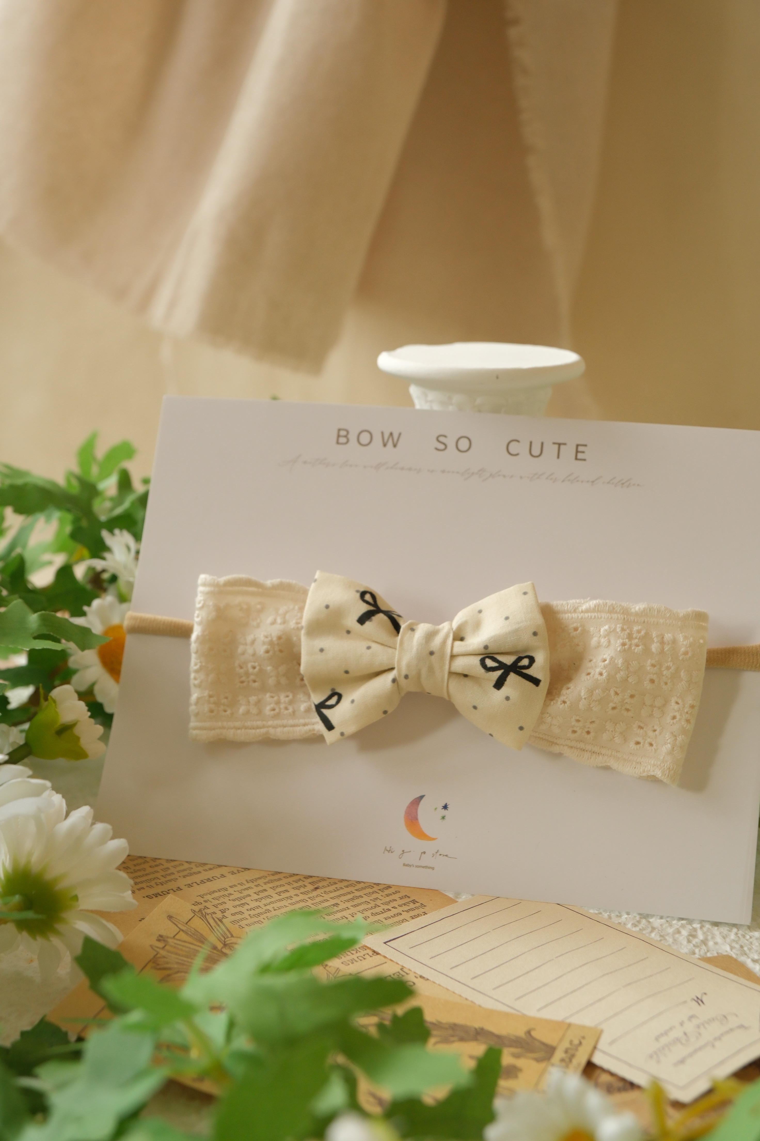 蝴蝶結髮帶-點點蝴蝶結蕾絲