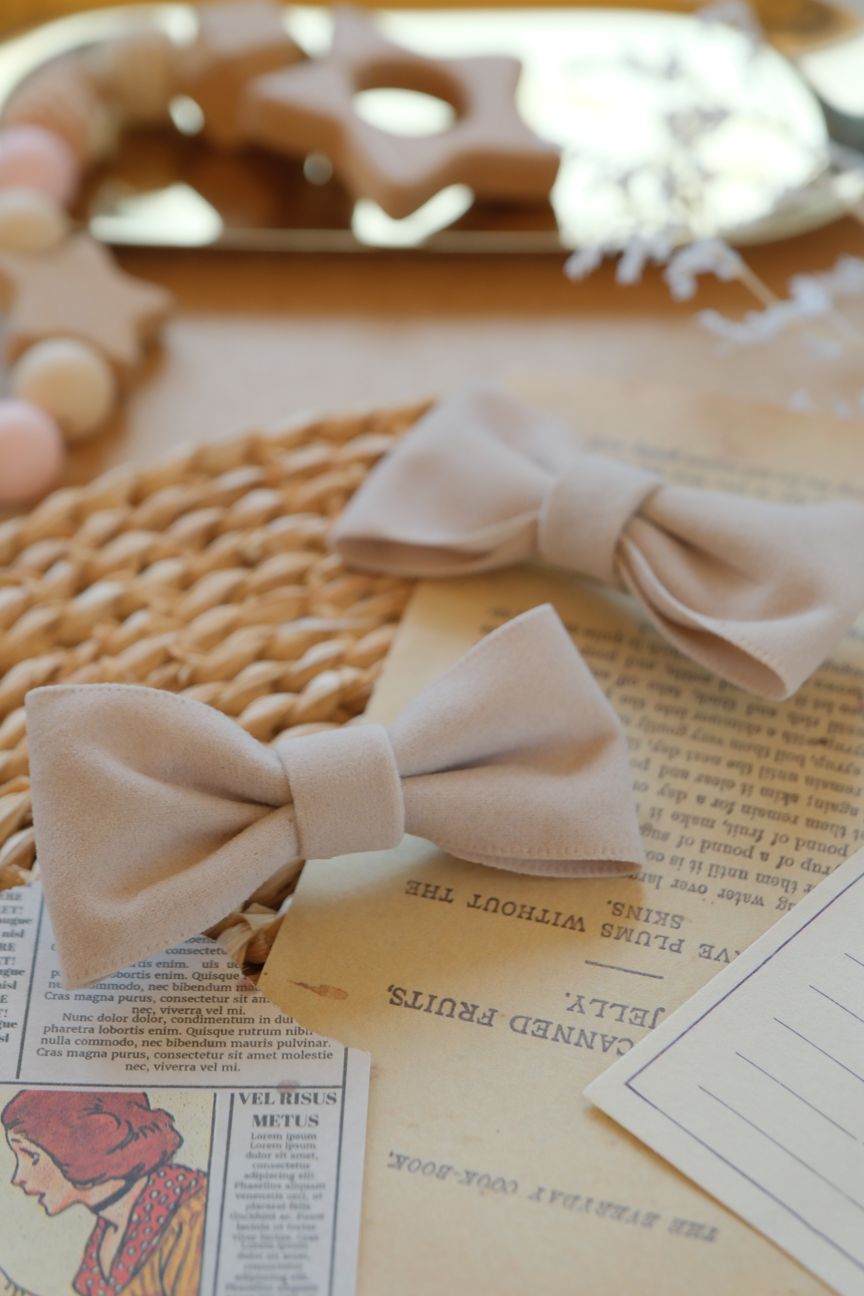 手工蝴蝶結髮夾一組兩個(植絨緞帶)