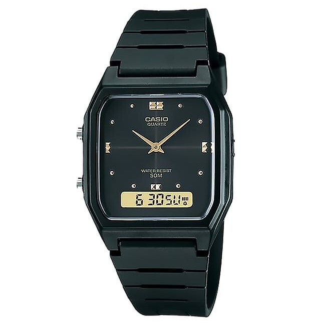 【CASIO 卡西歐】 潮流復古 自動日曆 兩地時間 計時碼錶 雙顯 中性 指針錶 手錶 AW-48HE