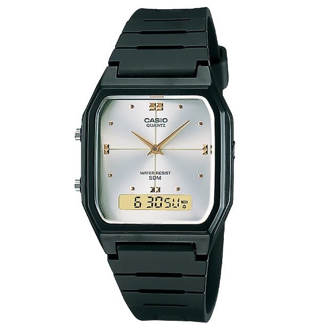 【CASIO 卡西歐】 潮流復古 自動日曆 兩地時間 計時碼錶 雙顯 中性 指針錶 手錶 AW-48HE