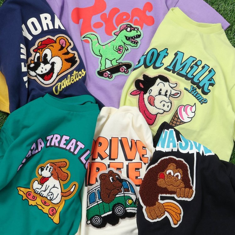 日本 90-140 動物貼布短袖上衣 6色