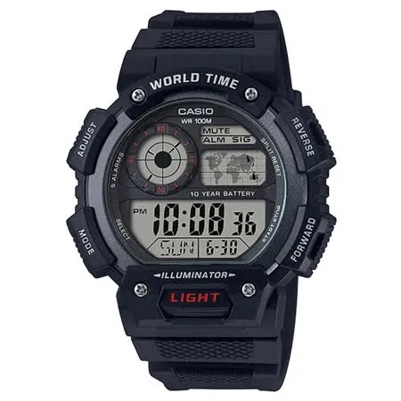 【CASIO 卡西歐】世界地圖 LED 旅遊運動 數位錶 電子錶 手錶 AE-1400WH