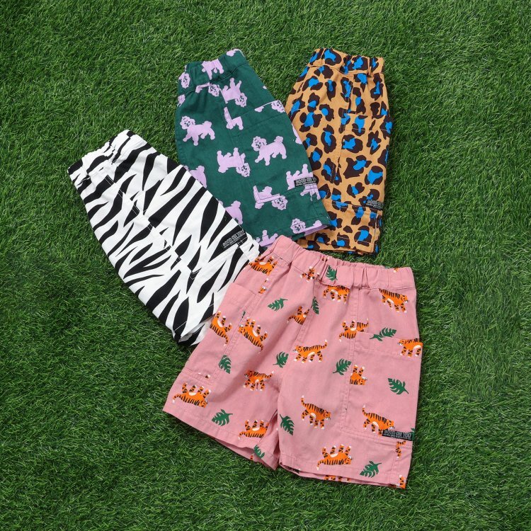 日本 90-140 動物印花口袋短褲 4色
