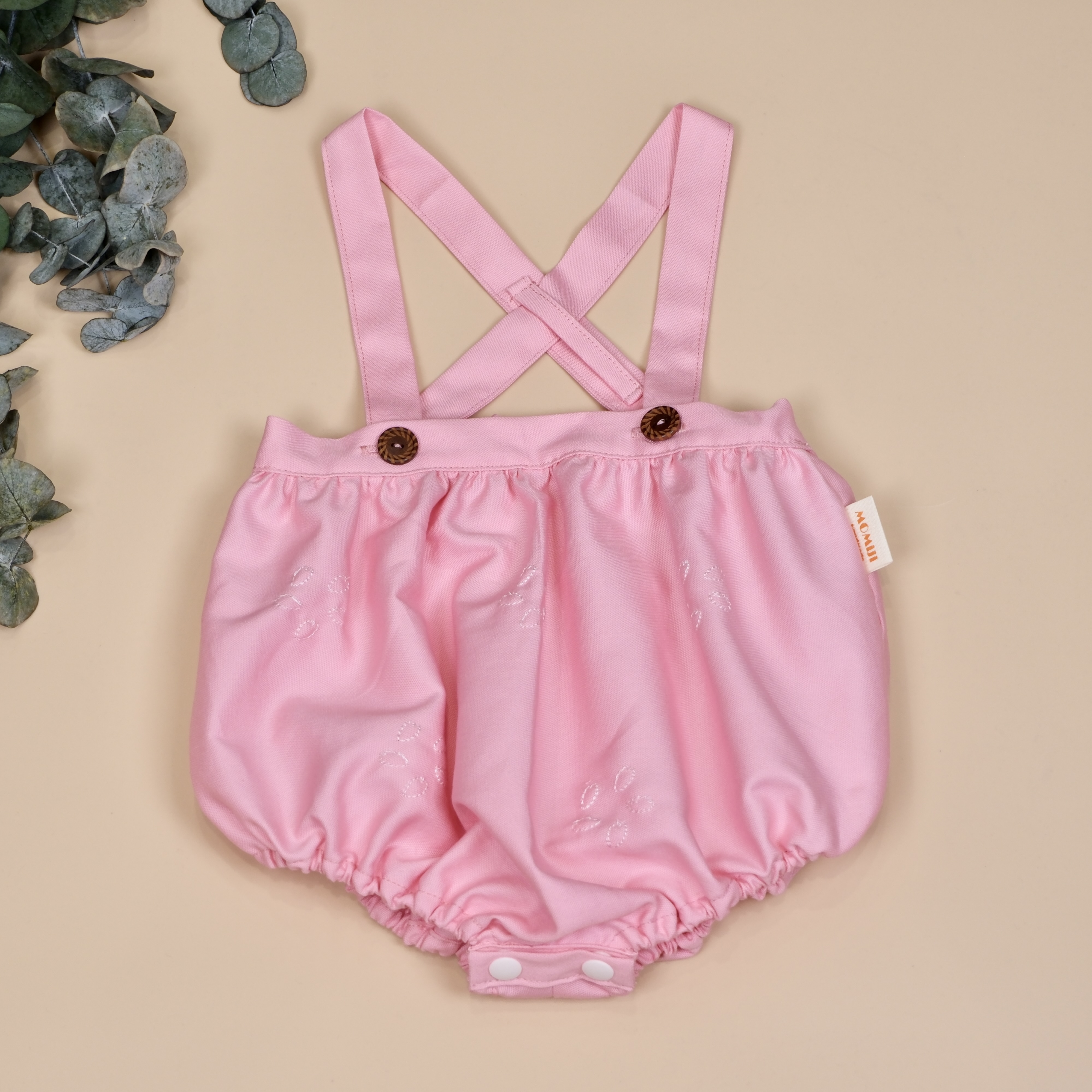 刺繡櫻花花瓣 ◈ 手作吊帶包屁衣 ◈ 櫻花粉