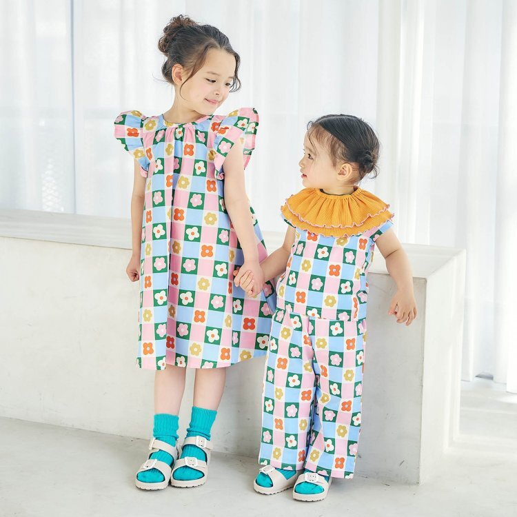 日本 90-130 趣味滿版荷葉洋裝 4色