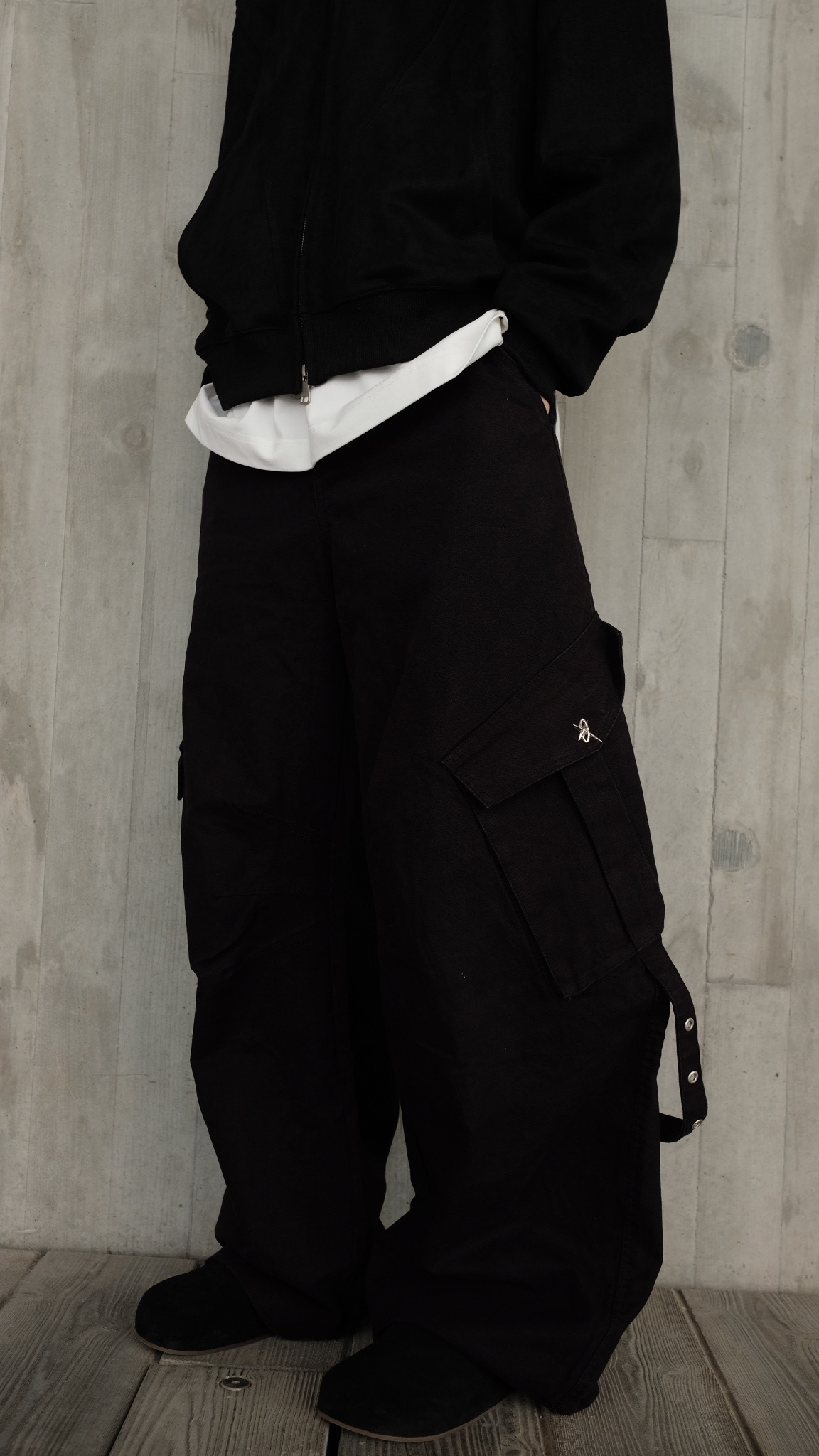 LPT0032 銀扣斜袋闊褲