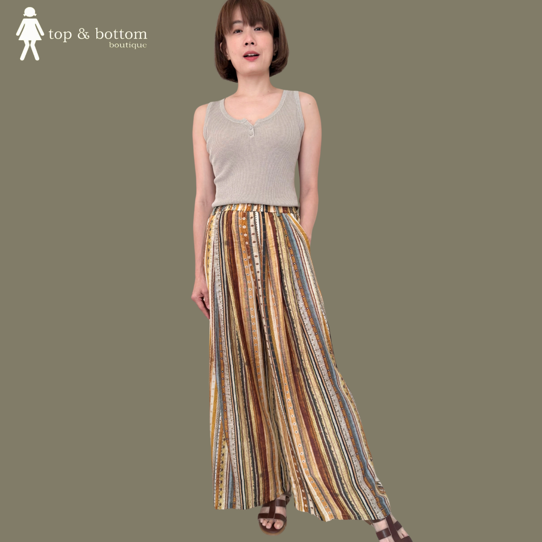 ELASTIC WAISTED PRINTED LONG PANT