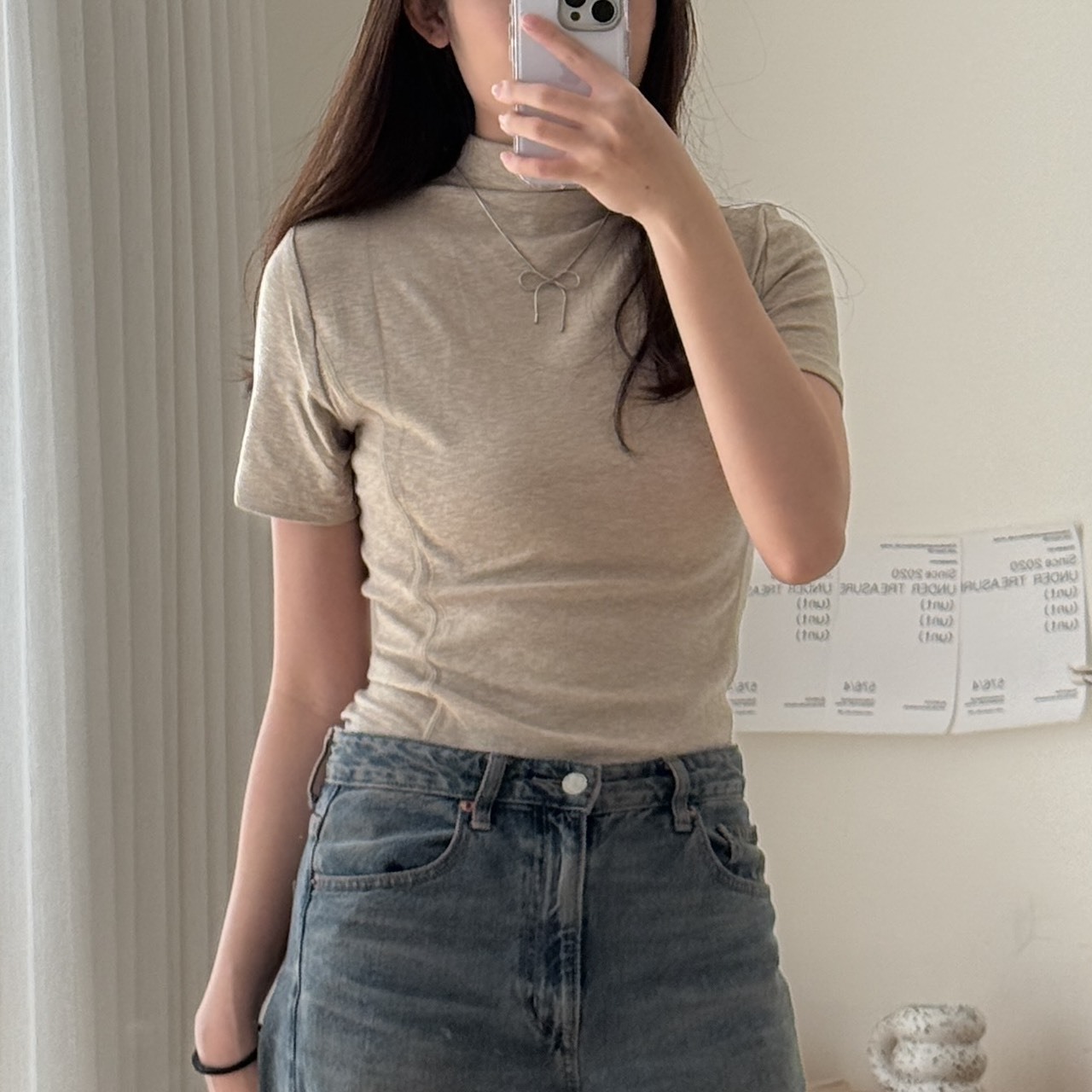 6175 小高領修身素面短袖 (F)