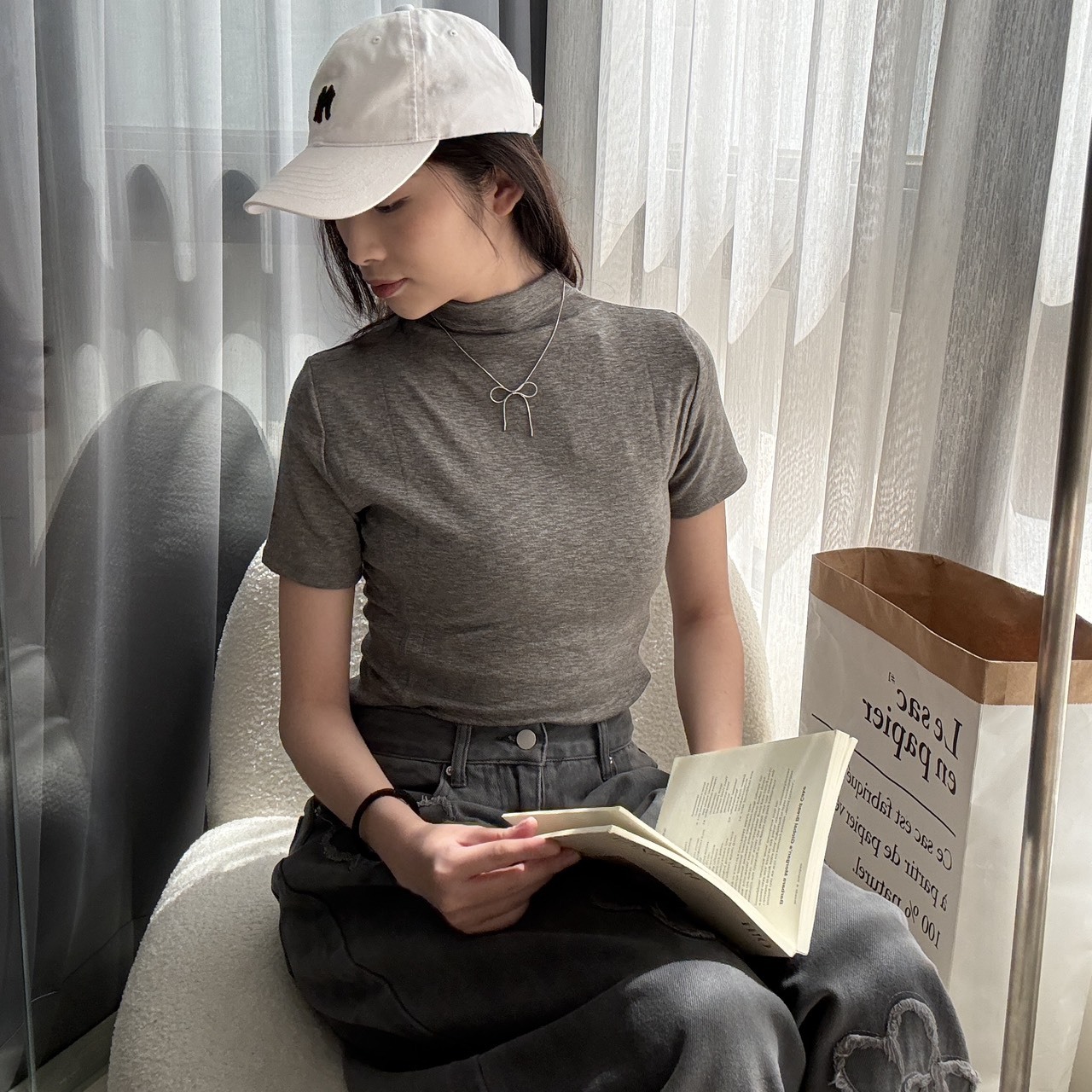 6175 小高領修身素面短袖 (F)