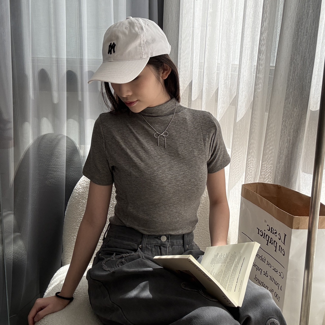 6175 小高領修身素面短袖 (F)