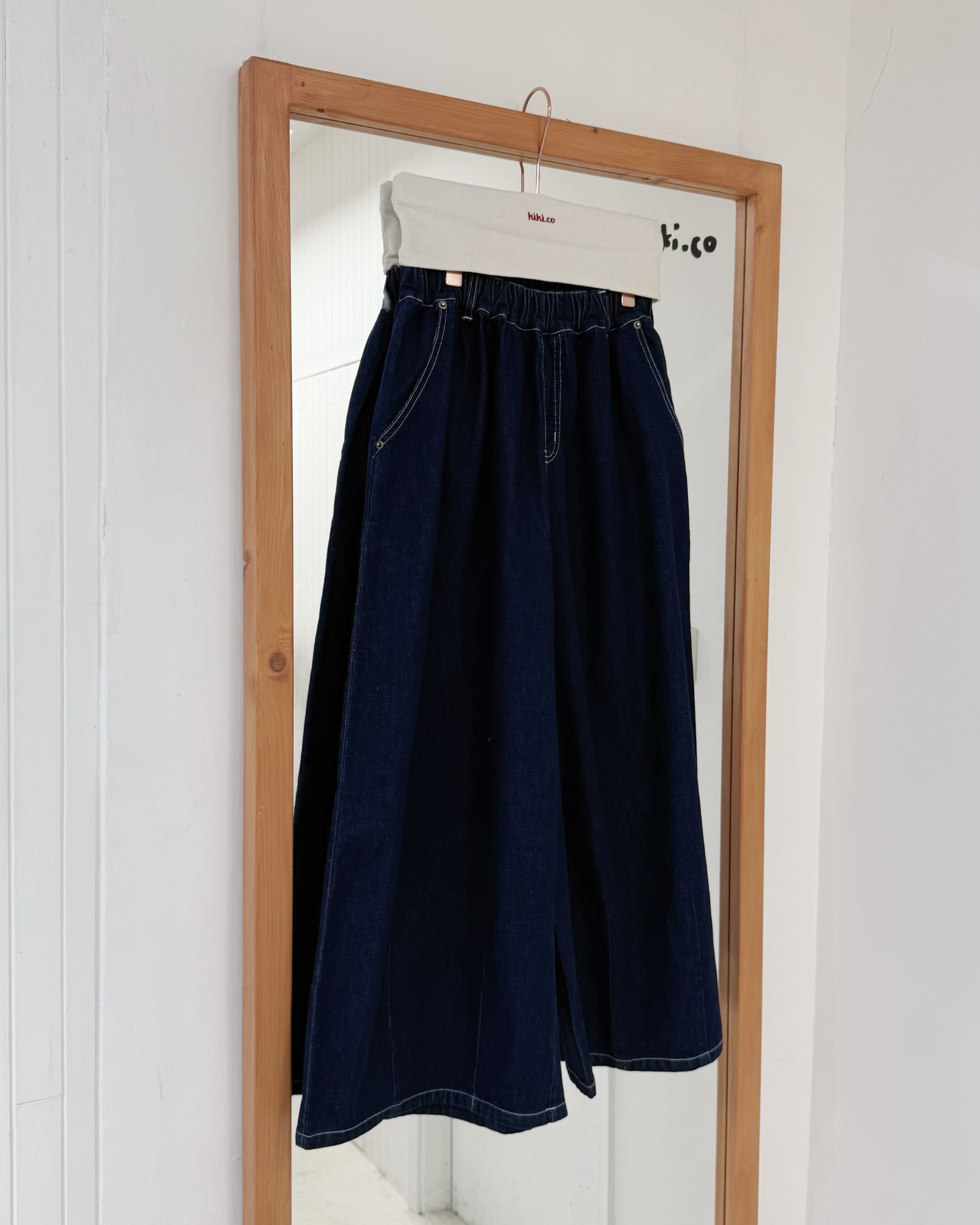 橡筋牛仔裙褲-原色