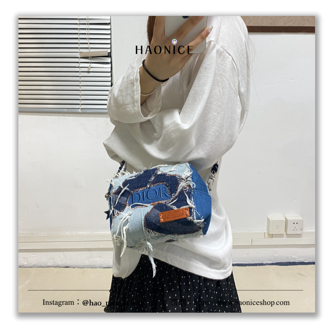 【HAO NICE】藝術訂製款🎨 Dior 迪奧 火心 丹寧復古牛仔包 手工拼接 刷破感 化妝包 斜背包