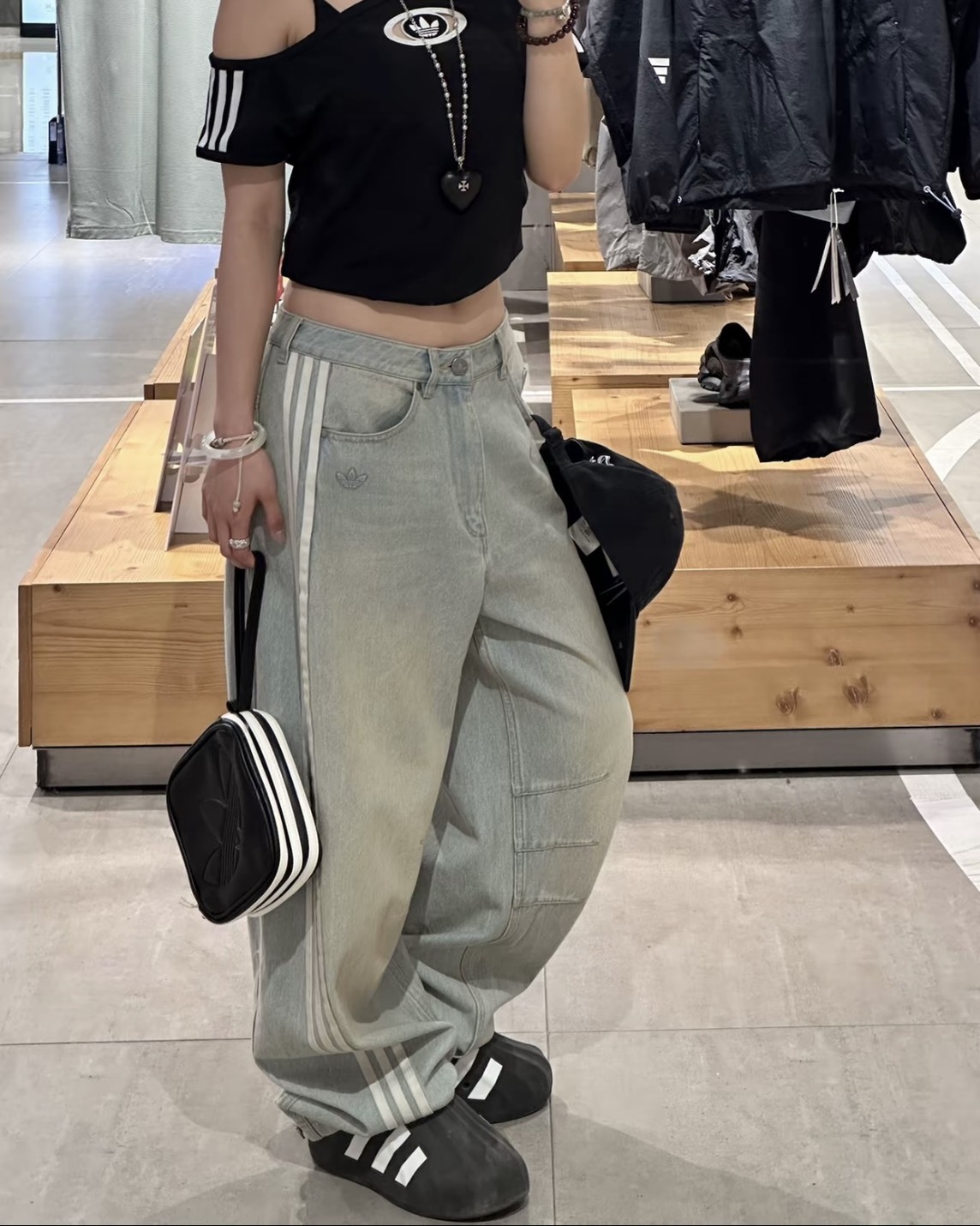 Adidas Adilenium Season 3 仿舊 水洗 錐形褲 牛仔褲