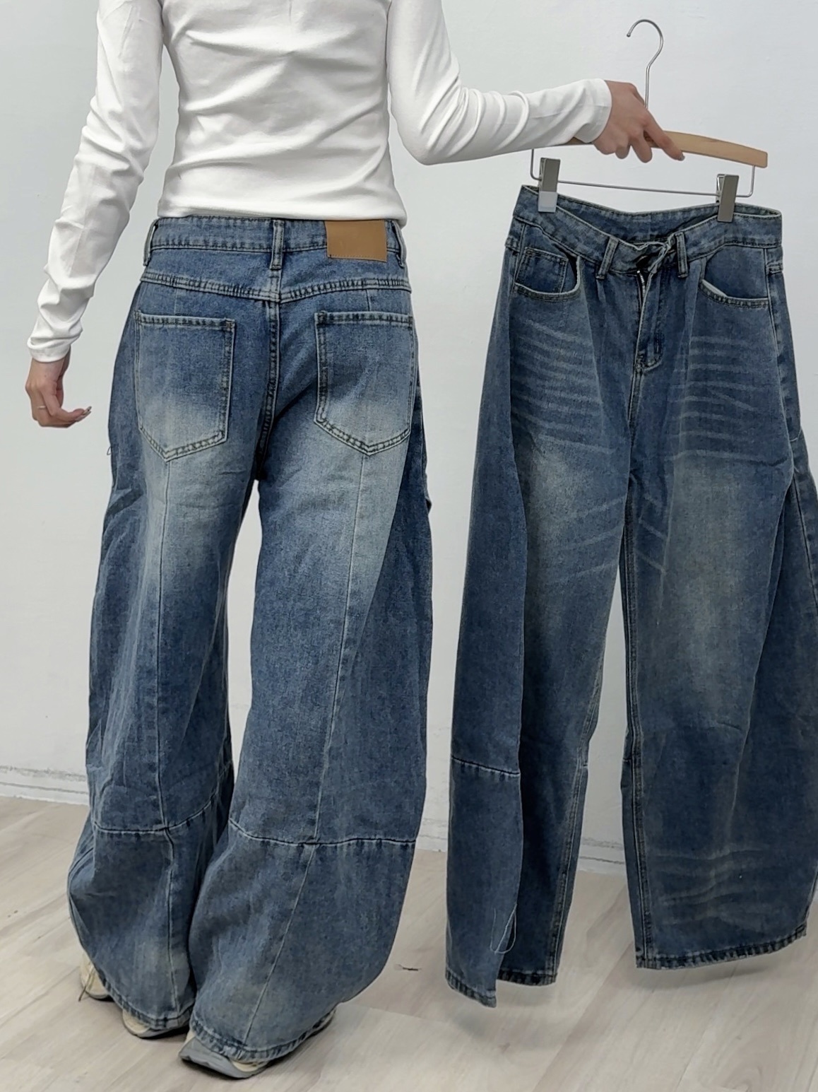 A133 現貨爆款素色彎刀牛仔褲