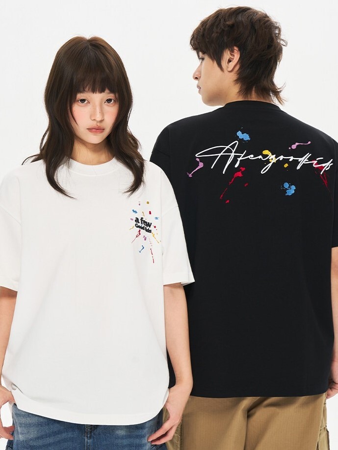 AFGK 多色潑墨 刺繡草寫Logo 美式重磅 短袖T A FEW GOOD KIDS