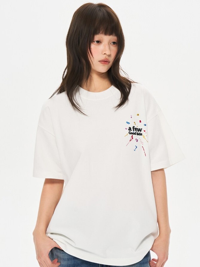AFGK 多色潑墨 刺繡草寫Logo 美式重磅 短袖T A FEW GOOD KIDS