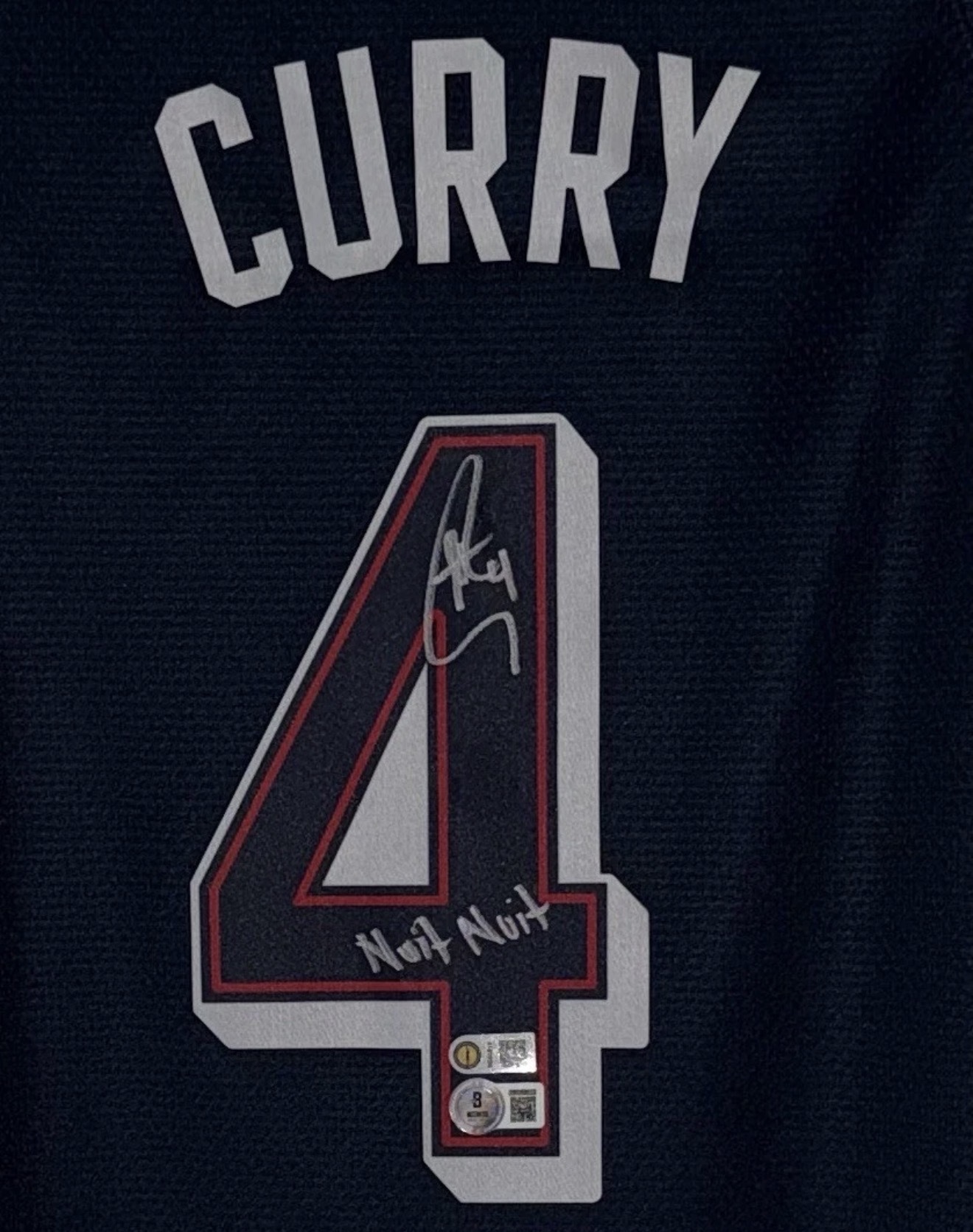 預購Stephen Curry Nuit Nuit 藍色奧運簽名球衣連框