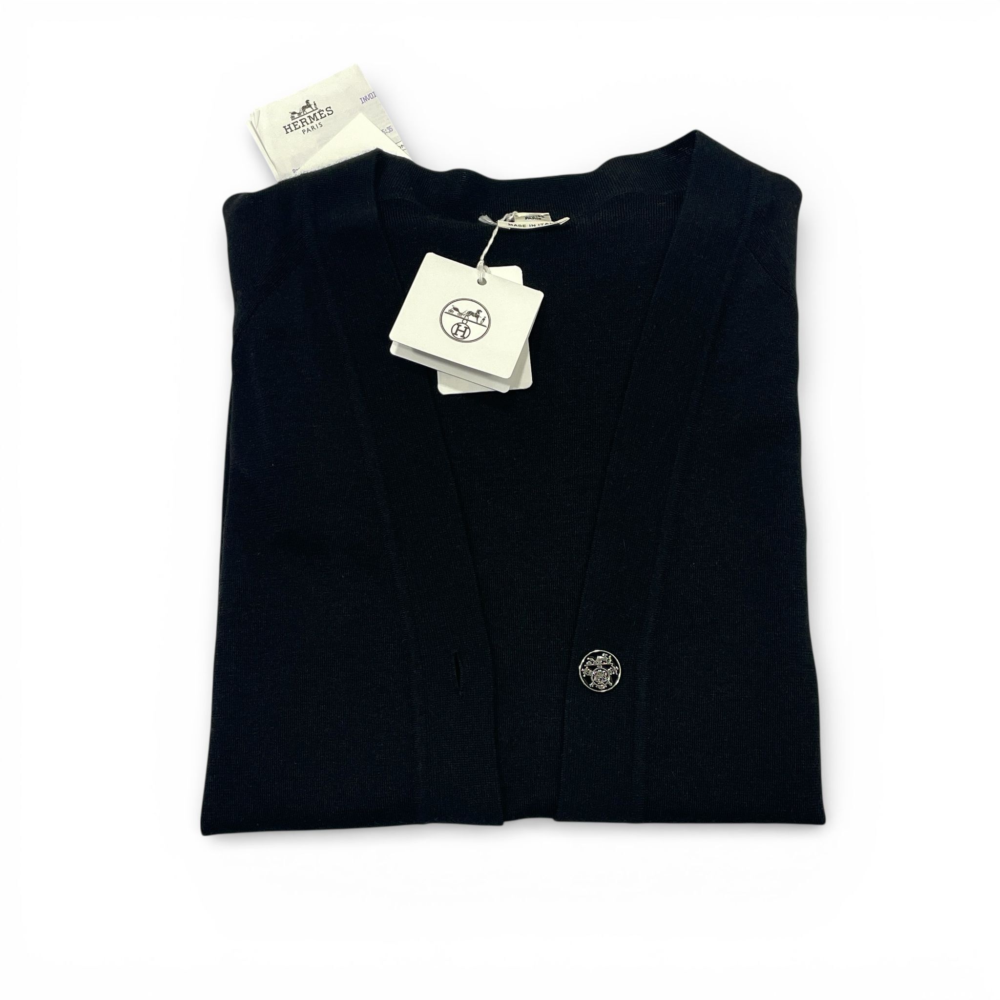 本週特價🔥全新HERMES針織外套 34碼 GARDIGAN 黑色針織 H3H2707D60234 ##BRAND NEW#香榭站正品