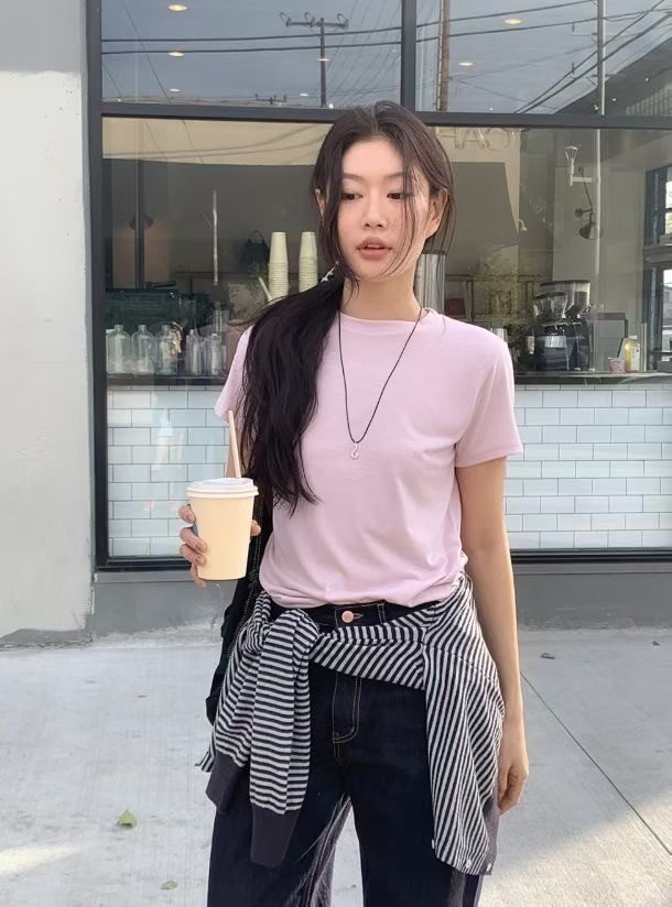 Essential good length tee (PINK)