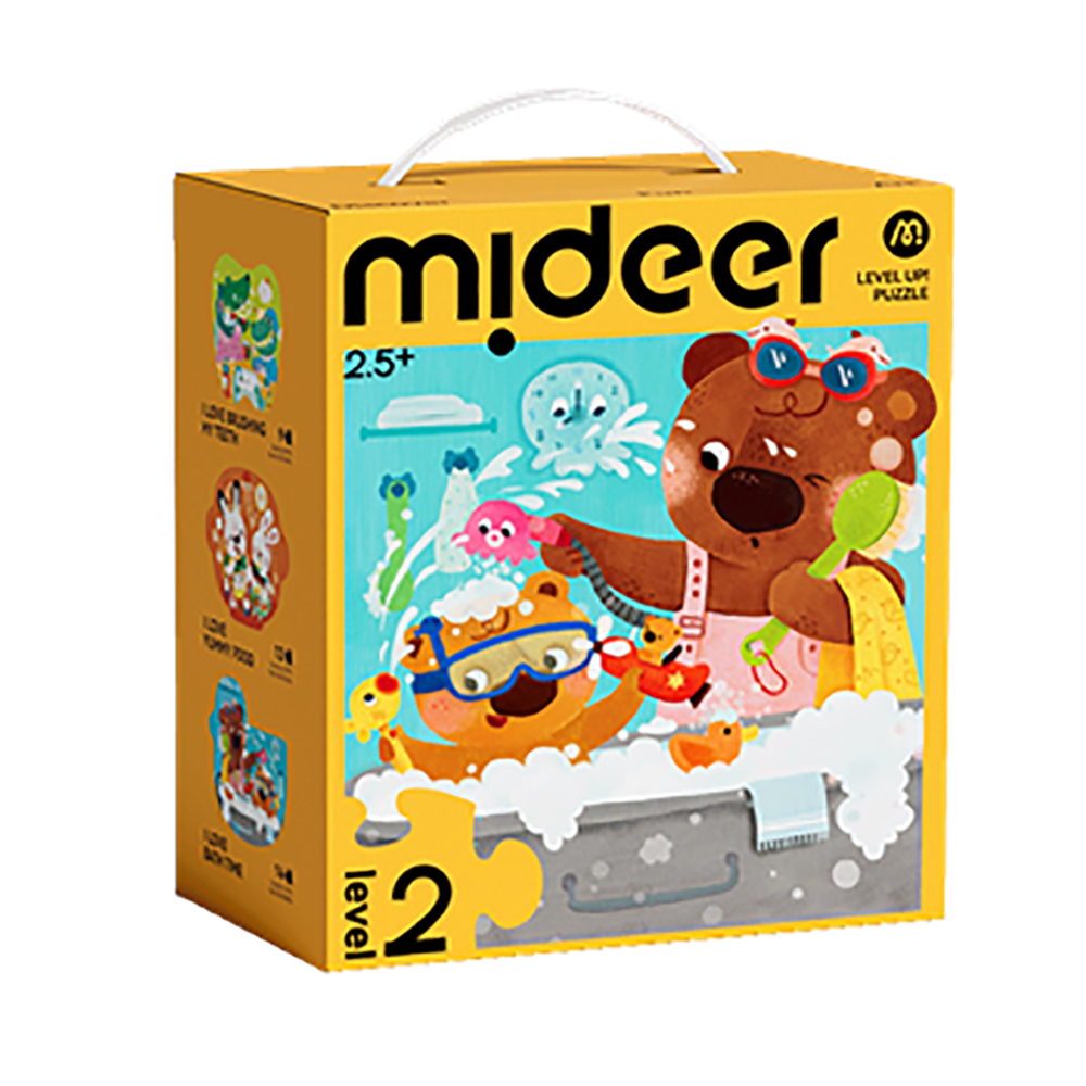 【Mideer】進階式拼圖-沐浴小熊(LEVEL2)