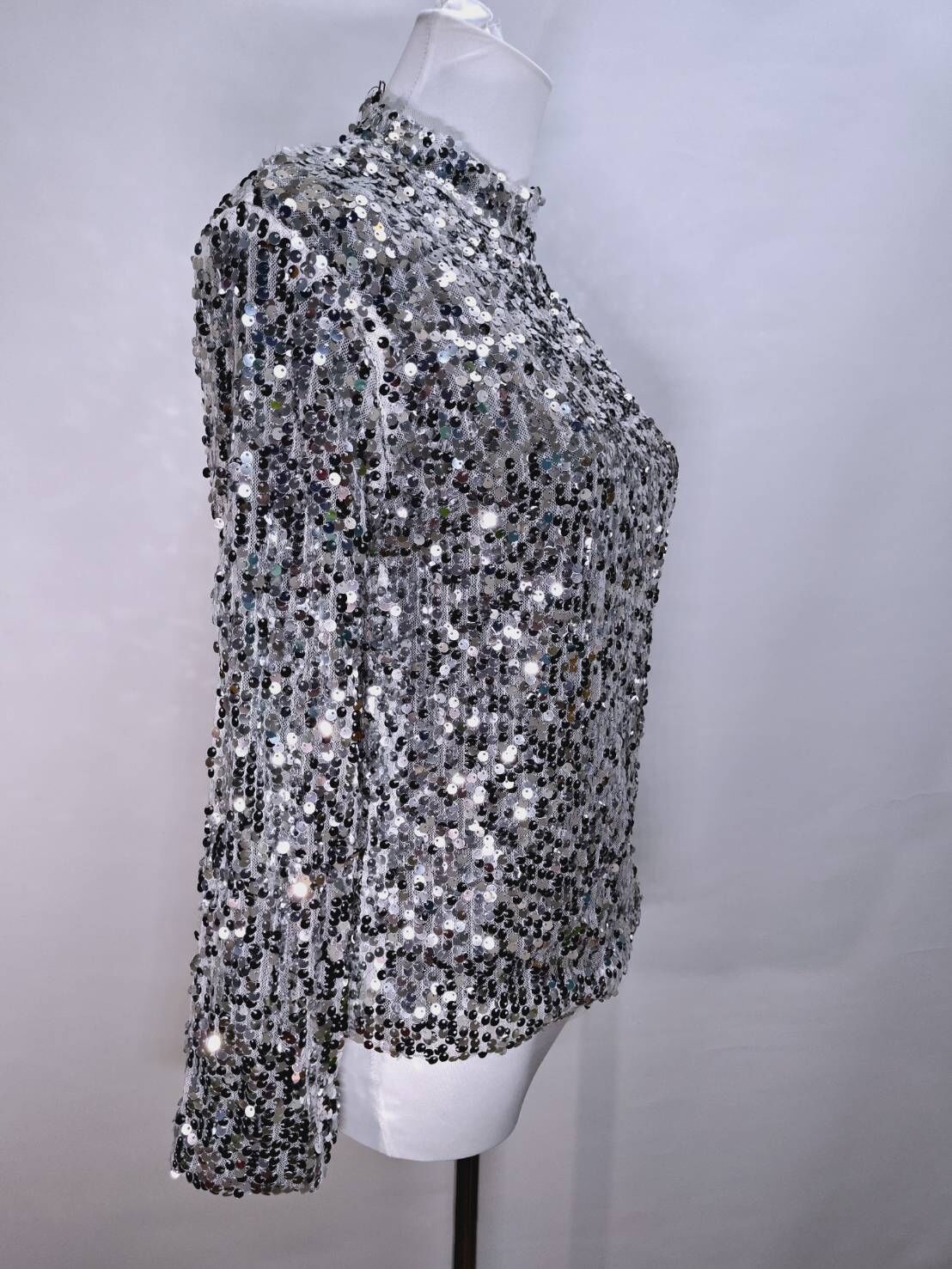 璀璨星光亮片長袖立領上衣 C361