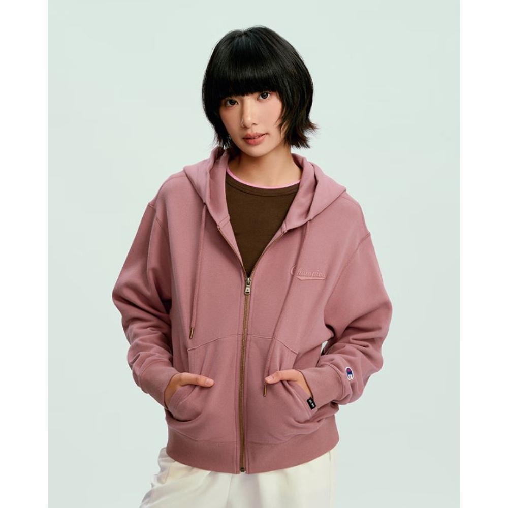 女款-AUTHENTIC 棉連帽長袖外套-灰粉色（U6ASWSW089M455）