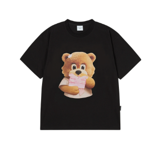 [K] ADLV BLACK AC BEAR BABY FACE SHORT SLEEVE T-SHIRT, 26SS-TP-SS-BF-AFG-BLK (KAV312)