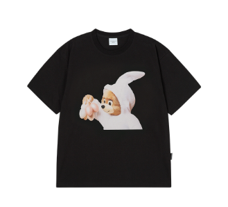 [K] ADLV BLACK BEAR BABY FACE BUNNY SHORT SLEEVE T-SHIRT, 26SS-TP-SS-BF-AFB-BLK (KAV310)