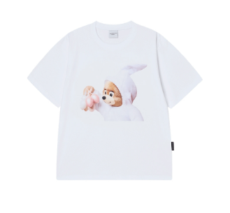 [K] ADLV WHITE AC BEAR BABY FACE BUNNY SHORT SLEEVE T-SHIRT, 26SS-TP-SS-BF-AFB-WHT (KAV309)