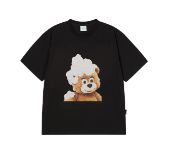 [K] ADLV BLACK AC BEAR BABY FACE BUBBLE SHORT SLEEVE T-SHIRT, 26SS-TP-SS-BF-AFU-BLK (KAV308)