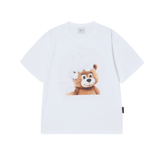 [K] ADLV WHITE AC BEAR BABY FACE BUBBLE SHORT SLEEVE T-SHIRT, 26SS-TP-SS-BF-AFU-WHT (KAV307)
