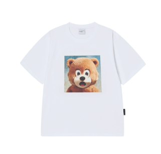 [K] ADLV WHITE AC BEAR BABY FACE JEWELRY SHORT SLEEVE T-SHIRT, 26SS-TP-SS-BF-AFJ-WHT (KAV303)