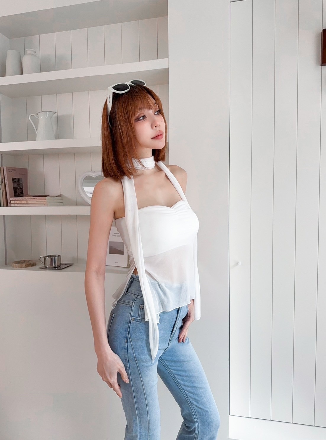 🇹🇼溫柔感網紗側開叉上衣