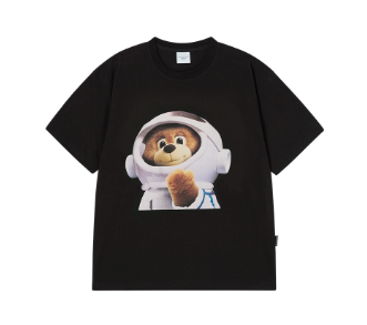 [K] ADLV BLACK AC BEAR BABY FACE ASTRONAUT SHORT SLEEVE T-SHIRT, 26SS-TP-SS-BF-AFA-BLK (KAV300)