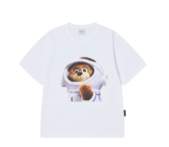 [K] ADLV WHITE AC BEAR BABY FACE ASTRONAUT SHORT SLEEVE T-SHIRT, 26SS-TP-SS-BF-AFA-WHT (KAV299)