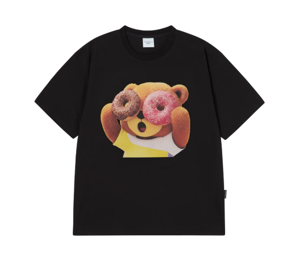 [K] ADLV BLACK AC BEAR DONUT BABY FACE SHORT SLEEVE T-SHIRT, 26SS-TP-SS-BF-DFS-BLK (KAV297)