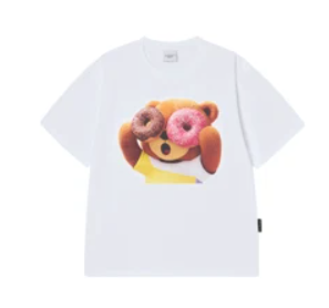 [K] ADLV WHITE AC BEAR DONUT BABY FACE SHORT SLEEVE T-SHIRT, 26SS-TP-SS-BF-DFS-WHT (KAV298)