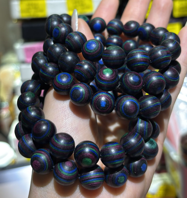 260315 - E5 12mm+彩虹桉樹藍愛麗絲手串