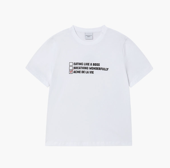 [K] ADLV CHECKLIST WOMAN SHORT SLEEVE T-SHIRT WHITE, 25SS-TP-SS-LG-CHW-WHT (KAV283)