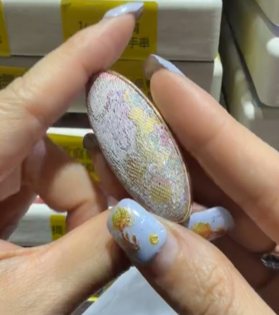 260315 - E12 非遺宋錦髮夾 - 粉紫紅黃混色橢圓