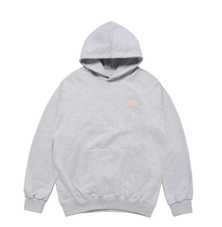 [K] ADLV GREY ROUND SCRIPT BOUCLE LOGO HOODIE, 24FW-TP-HD-LG-SBH-GRY (KAV32)