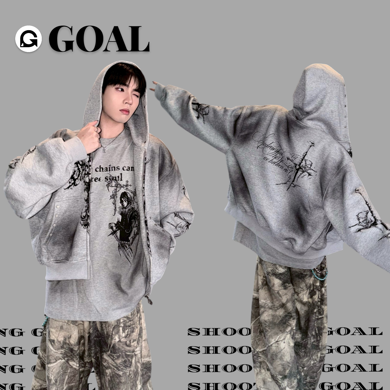 (GOAL)美式重磅十字架連帽外套 SV 5675