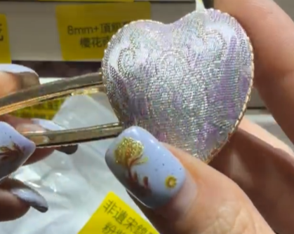 260315 - E14 非遺宋錦髮夾 - 粉紫愛心