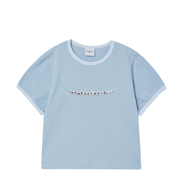 [K] ADLV SKY BLUE KID'S SNAKE INITIAL RINGER SHORT SLEEVE T-SHIRT, 25SS-TP-SS-AW-IRC-SBL (KAV279)