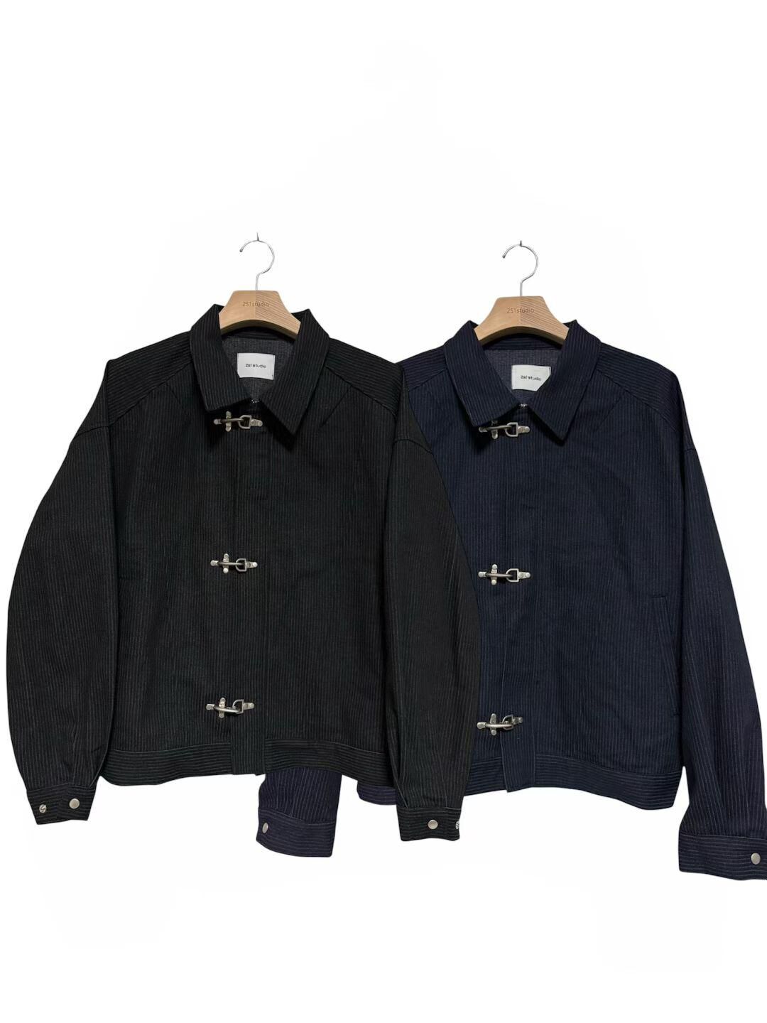 直紋反領拉鍊外套 2S1-015JK