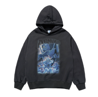 [K] ADLV CHARCOAL MOBILE SUIT GUNDAM OPERATION HOODIE, 25FW-TP-HD-CO-GDH-CHA (KAV273)