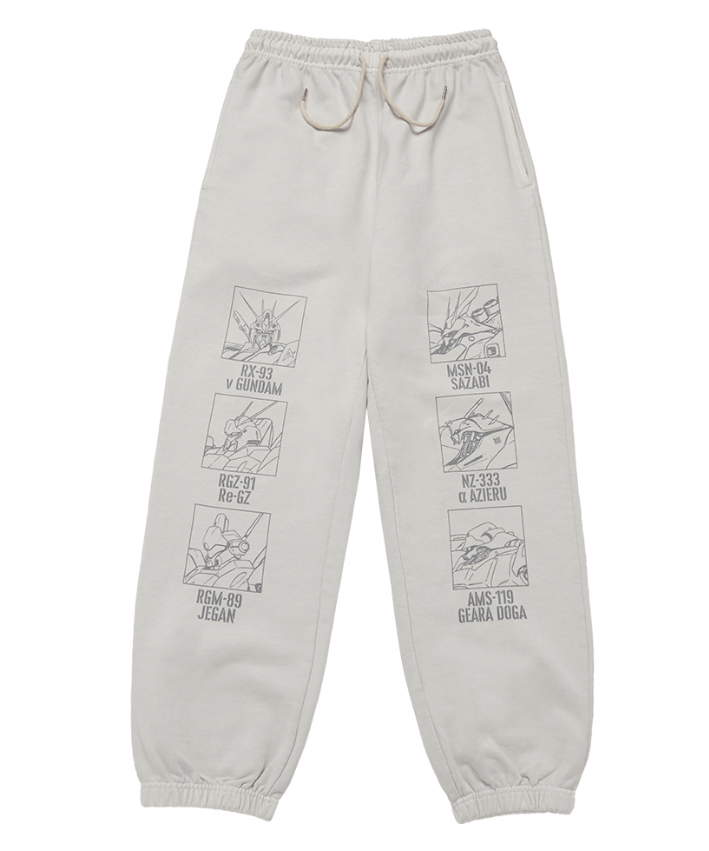 [K] ADLV LIGHT GRAY MOBILE SUIT GUNDAM CHAR'S COUNTERATTACK PIGMENT WASHING JOGGER PANTS, 25FW-BT-LP-CO-GDT-LGR (KAV266)